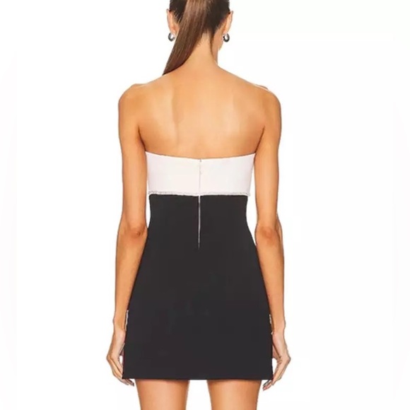 Lena Vie Crystal Bow Black And White Bandage Dress With Bow Crystal Appliqués - Picture 3 of 9